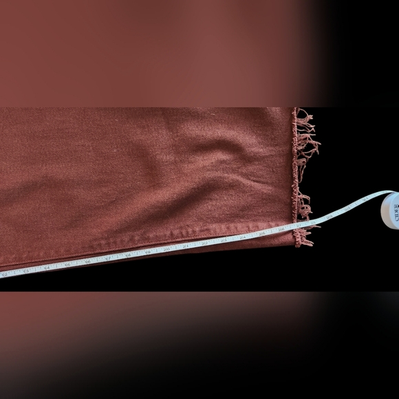 JUSTUSA~Maroon Wide Leg Denim Jeans~Raw Hem~size 10 - Picture 10 of 11